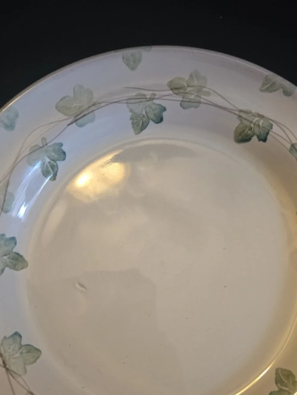 Hand Painted Ivy Leaf Ceramic Dinner Plate - Soft Green Made In Italy